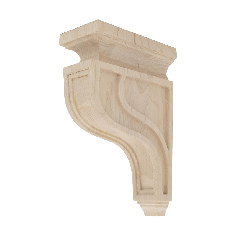 Unfinished Maple Wood Corbel with Plain Design, 8" Height