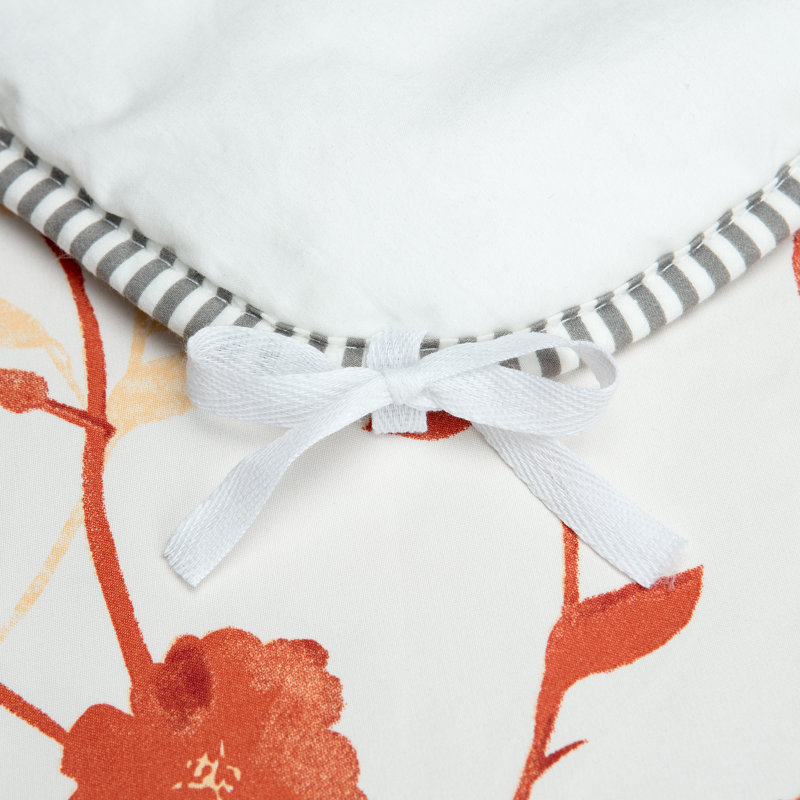 Ensemble de housse réversible pour couette, Housse de couette grand et 2 taies décoratives, Floral orange