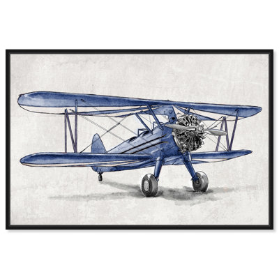 «Bertineke Transport Blue Vintage Aviator Airplanes», reproduction d'art sur toile
