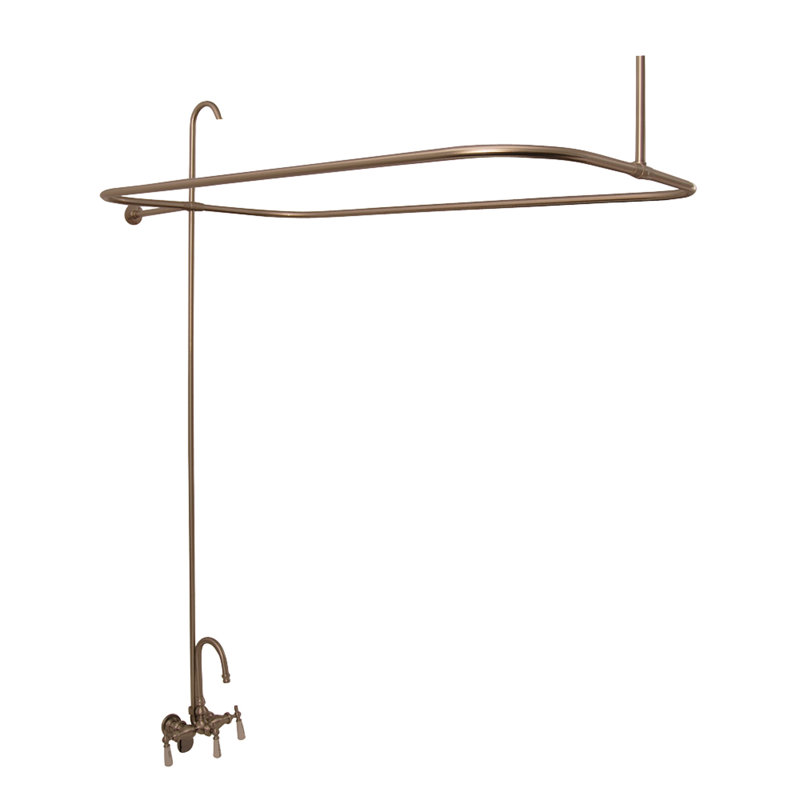 3 Handle Wall Clawfoot Tub Faucet with Diverter, Brushed Nickel