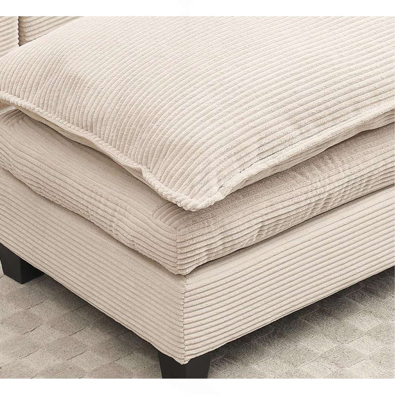 Comfortable Ottoman In Velvet（ONLY ONE OTTOMAN), Beige