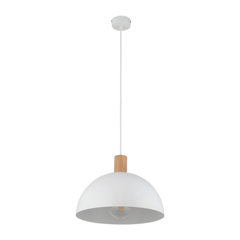 Matthei 1 - Light Stainless Steel Dome Pendant, White