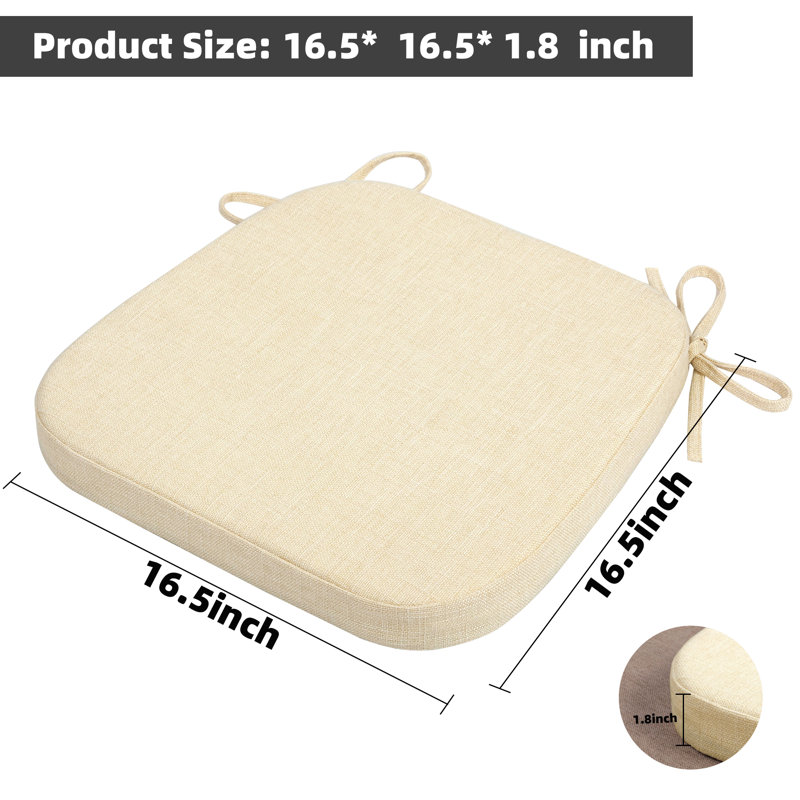 Coussin de chaise avec attaches pour chaise de salle à manger (ensemble de 6), Beige