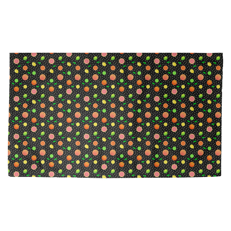 Tapis noir/vert agrume agrumes Avicia, Rectangle 5 pi 3 po x 7 pi 2 po
