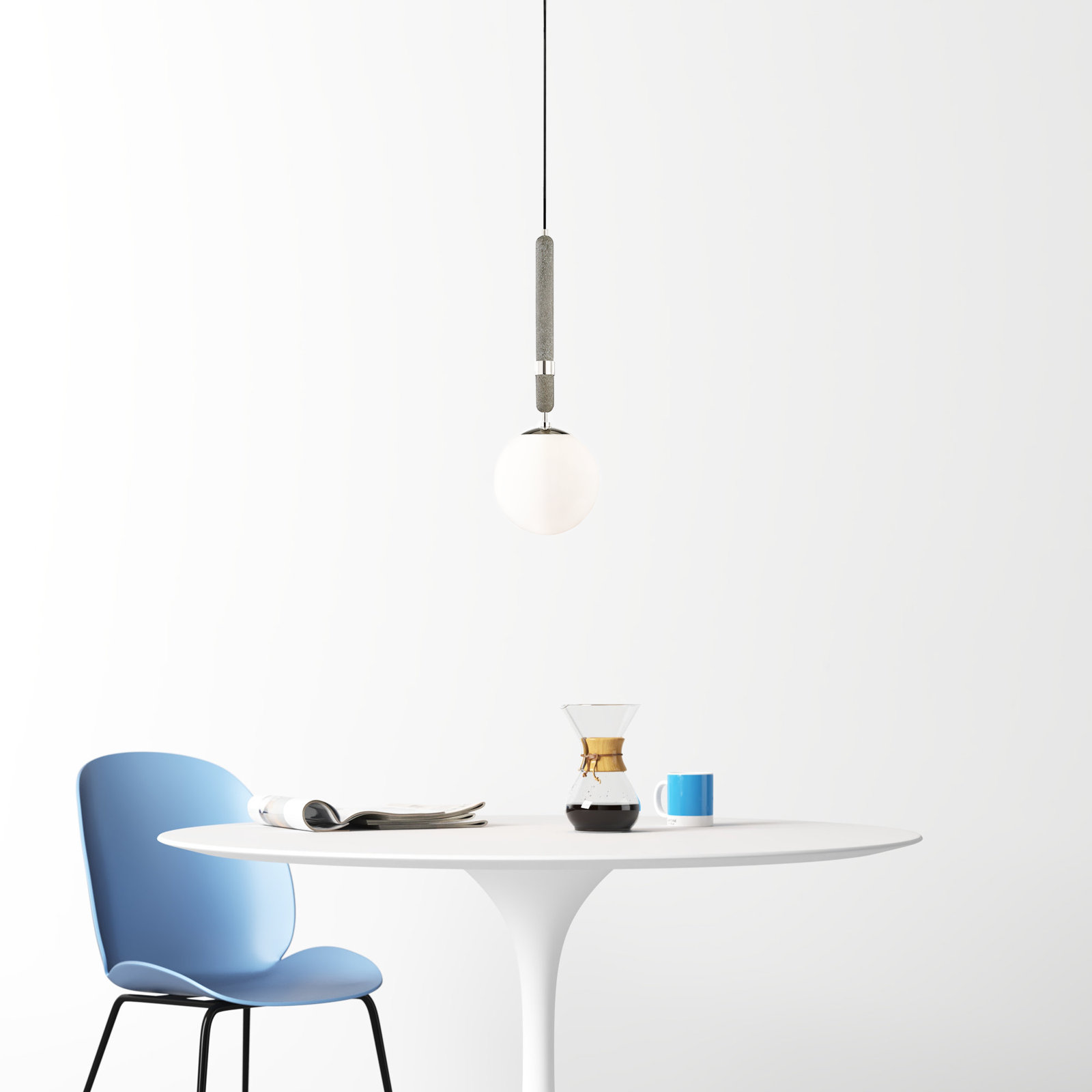 Harley Single Light Glass Pendant, Polished Nickel, 20" H x 7" W x 7" D