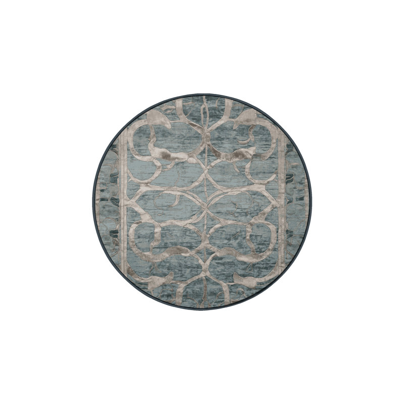 Tapis gris lavable à la machine, Rond 6 pi