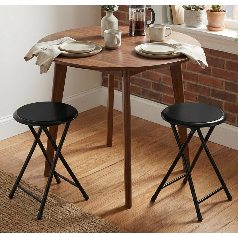 Tabouret pliant sans dossier de 18 pouces avec capacité de 225 lb Lavish Home (noir, ensemble de 2), Vinyl, 2, Black