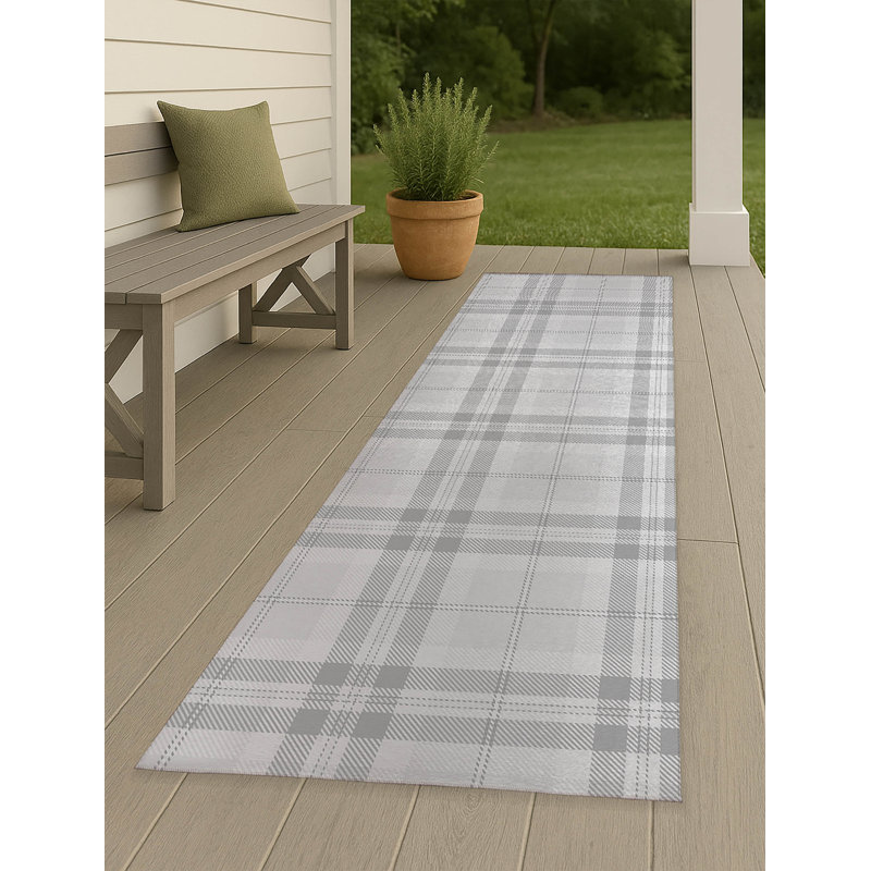 Vinny Tartan Non-Slip Outdoor Rug, Runner 3' x 8'