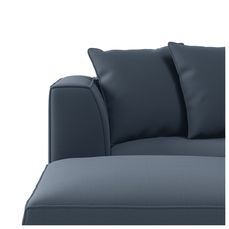 Canapé modulaire en L à 5 places avec repose-pieds et coussins décoratifs, bleu marine, Navy Polyester, Right Hand Facing