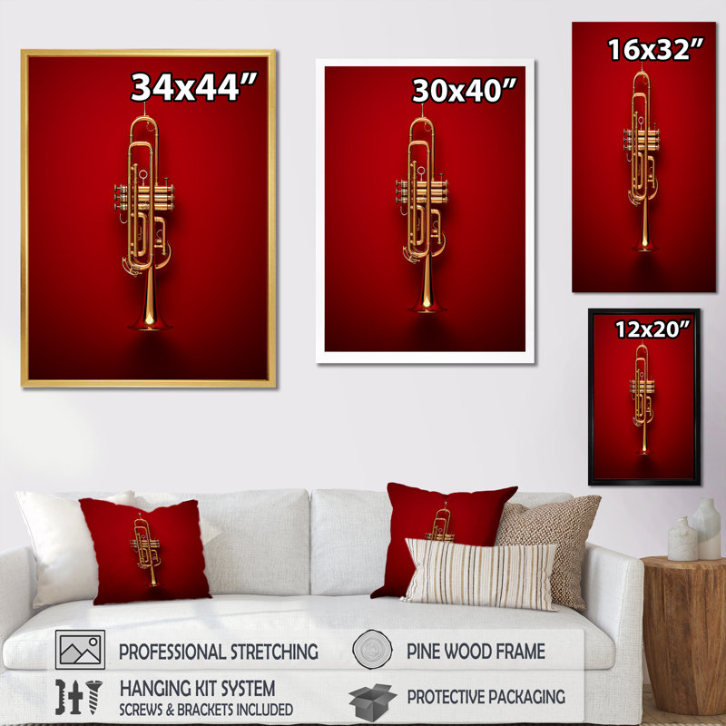 Regal Red Trumpet Triumph III sur impression sur toile, Cadre flottant noir, H 20 po x l 12 po