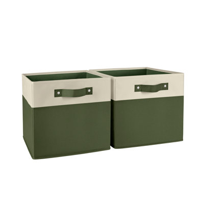 RiverRidge Kids 2pc Two-Tone Fabric Collapsbilble Cube Storage Organizers with Handles