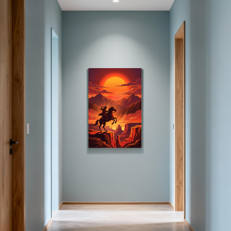 Paysage et nature Coucher de soleil sur un cheval dans un canyon, H 48 po x l 32 po