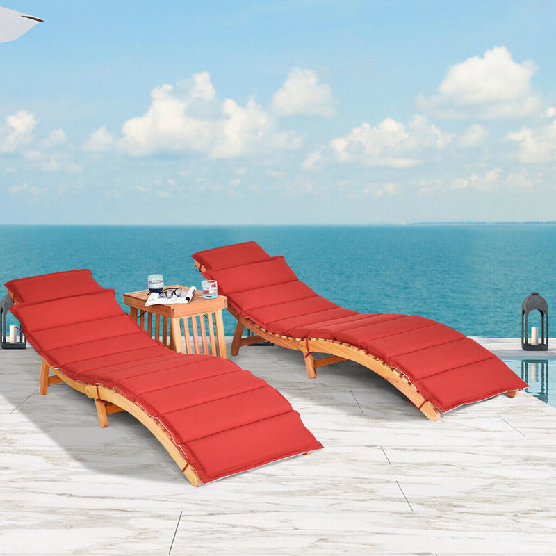 Kenitra Outdoor Eucalyptus Wood Chaise Lounge , Cushion Included