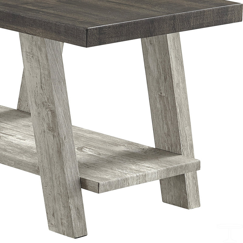 Table d'appoint Contemporary, H 23 po x l 22 po x P 23,5 po, Brown Top/Grey Base