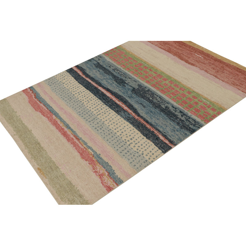 Distressed Homage Hand Knotted Wool Abstract Area Rug, Rectangle 9' x 12'