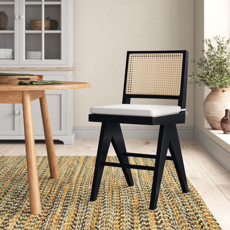 Josephina Rattan Counter Stool, Black