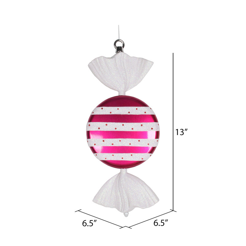 Ornement 13 "bonbon scintillant, Cerise / blanc