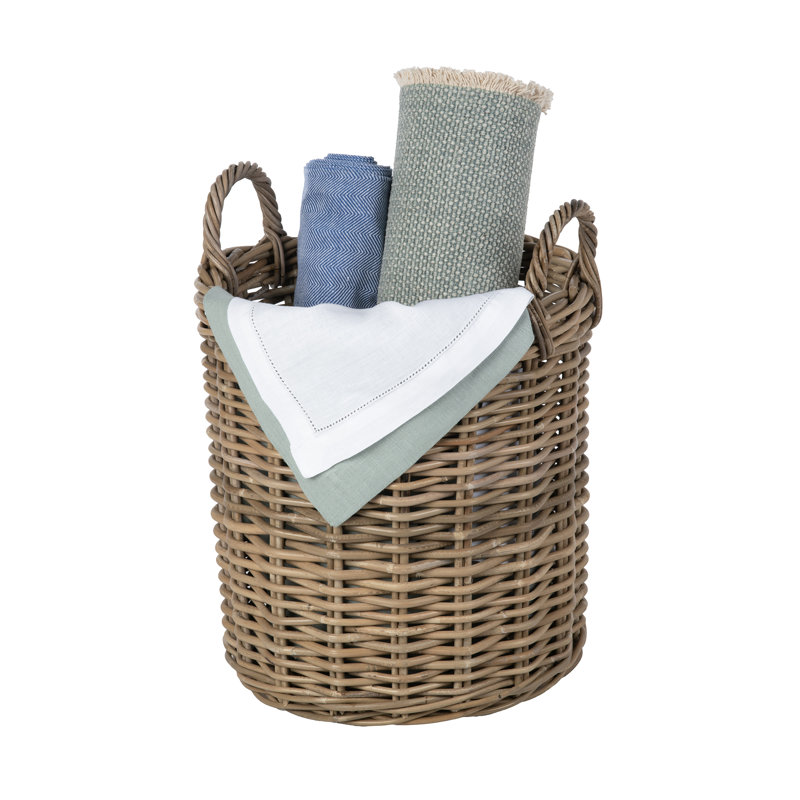 Beachcrest Home Ayriauna Rattan Basket, 14.5"H x 14.5"W x 14.5"D