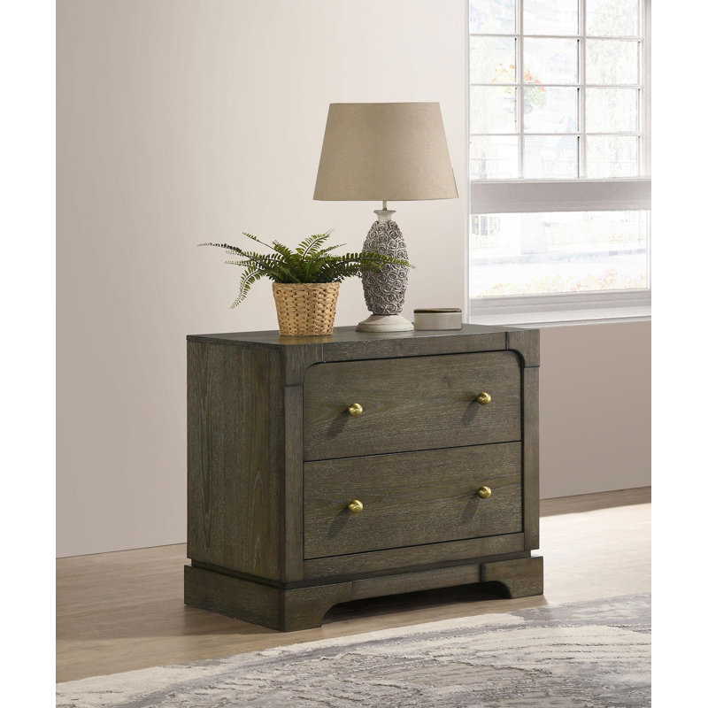 2-Drawer Nightstand Bedside Table Dark Cocoa
