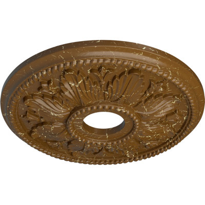 Endurathane Edinburgh Ceiling Medallion, 18 1/8"OD x 3 1/2"ID x 2 3/4"P (Fits Canopies up to 5 1/8"), Hand-Painted Smokey Topaz Crackle Finish