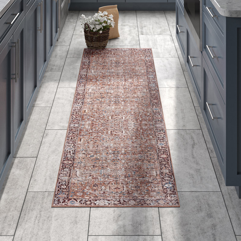 Kuester Oriental Rust Machine Washable Area Rug, Runner 1'11" x 7'2"
