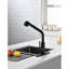 Robinet de cuisine escamotable noir mat, robinet d'évier à poignée simple avec bec haut pivotant à 360 °. Corrosion et rouille - Traitement de surface pour une utilisation continue. Réglez facilement la température de l'eau-874289321