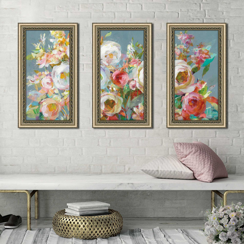 «Joy Of The Garden Square I», reproduction sur acrylique 3 pièces, H 35,5 po x l 58,5 po x P 2 po