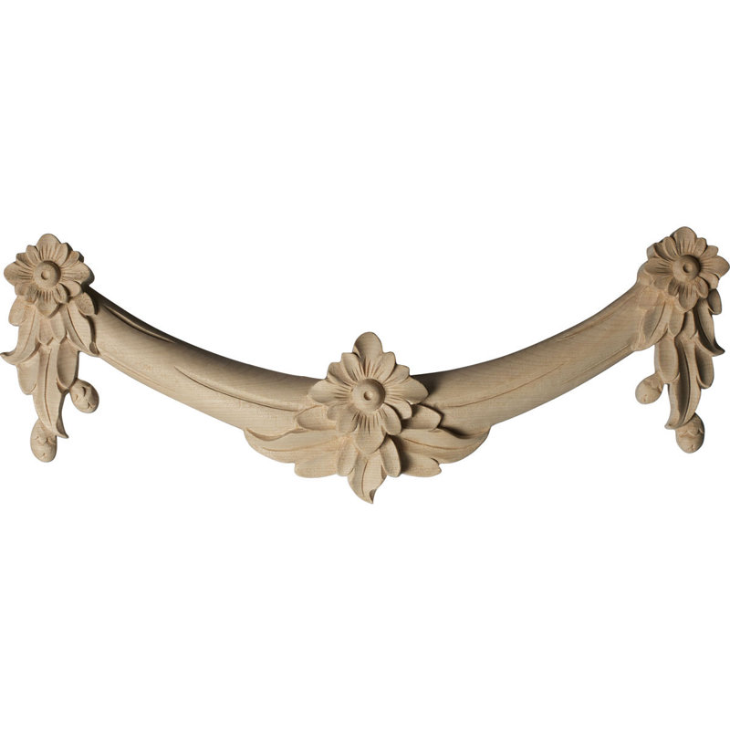 Floral Swag, 6"H x 16 1/8"W x 1 3/8"D, Rubberwood