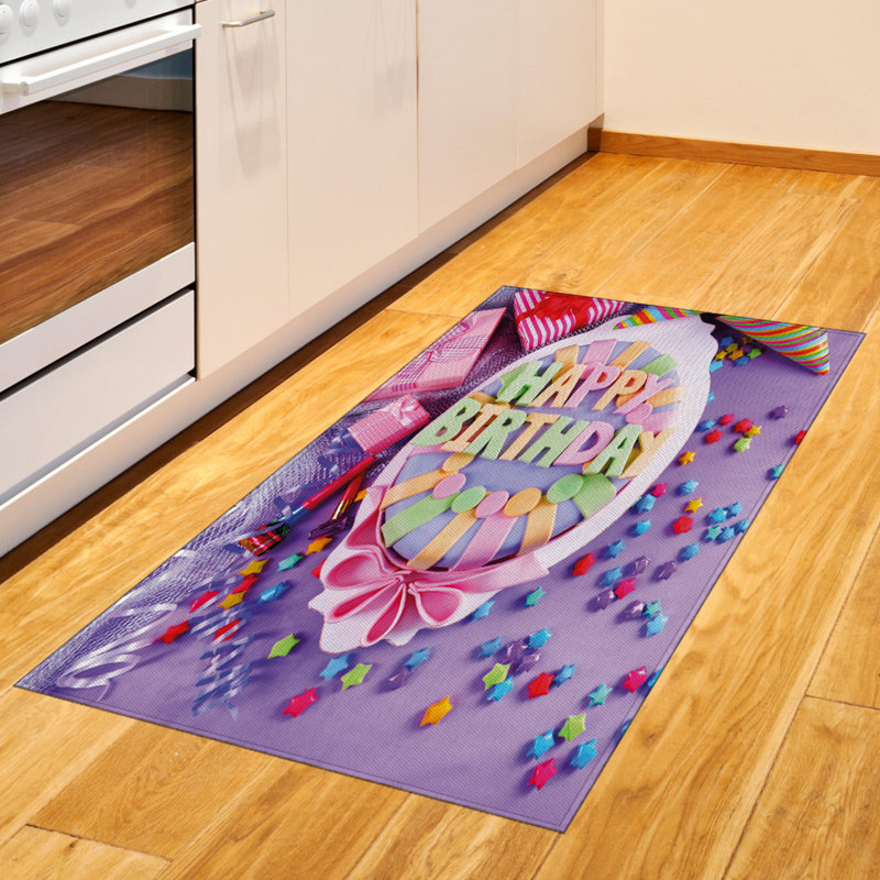 Tapis décoratif mauve à haute densité en fibre de polyester, Rectangle 2 pi 7 po x 5 pi