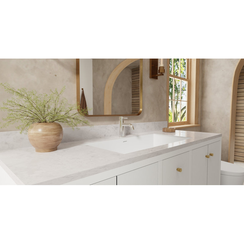 Lavabo de salle de bain encastrable en résine blanc mat Badeloft 31,4 po x 16,7 po UB-05-L-M, Blanc mat