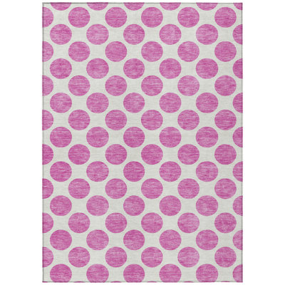 Tapis intérieur / extérieur lavable à pois 5 pi x 8 pi ivoire