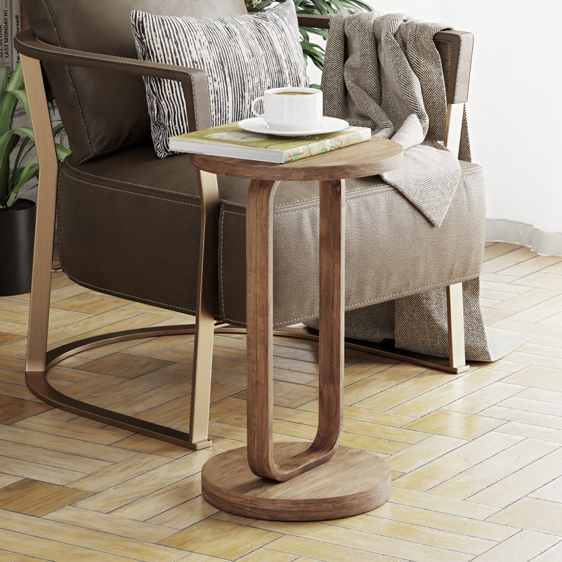 Farmhouse Minimalist  Round End Table With Open Base