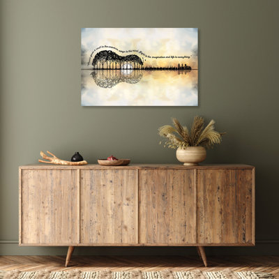 Forest Guitar - Music Gives A Soul, Wings And Life Forest Guitar - Wrapped Canvas Textual Art