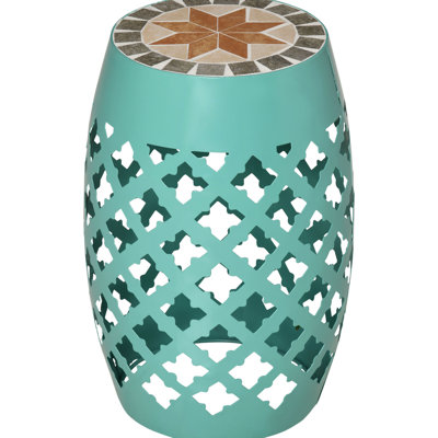 Table d'appoint de patio bleue de 30 cm, avec mosaïque décorative pour jardin, support pour plantes, repose-pieds et magnifique tabouret bleu.