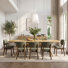 Ensemble de table de salle à manger extensible en placage de bois de 78 à 96 po avec chaises rembourrées avec cadre en bois massif
