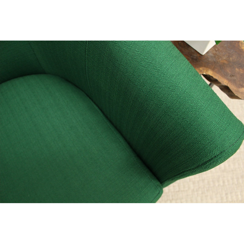 Fauteuil demi-tonneau l 31,5 po Kronos, Mélange de polyester vert émeraude, Noir