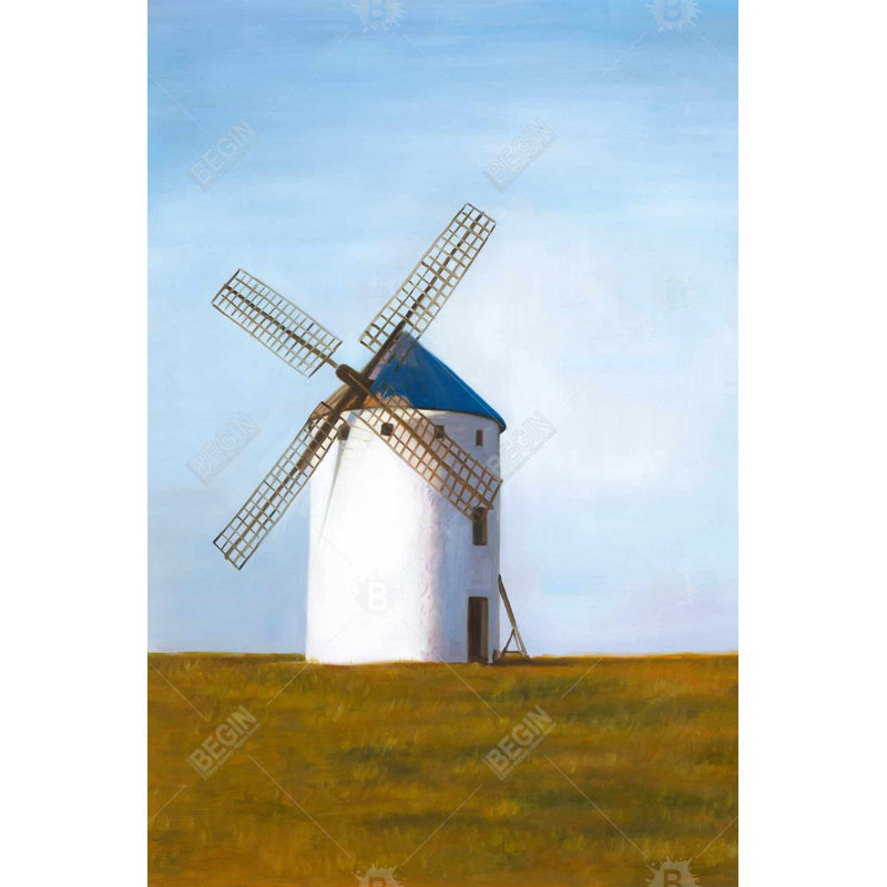 Big Windmill - Rustic Canvas Landscape for Home Decor