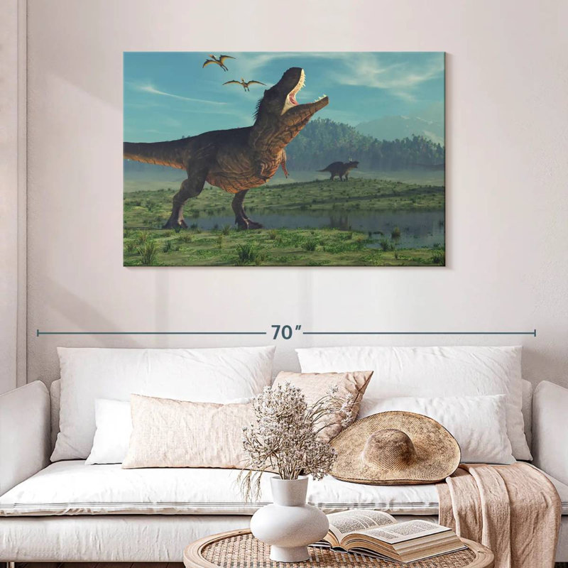 Dinosaures de l'ère jurassique Brampt, H 30 po x l 45 po