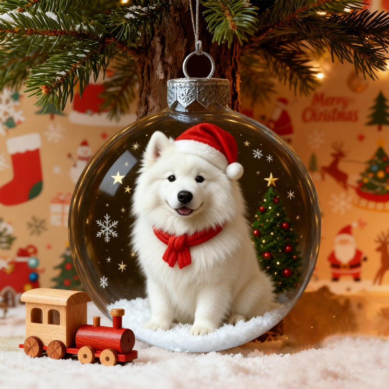 Décoration de Noël Boule de Noël Pendentif arbre de Noël Boule de cristal transparente Cadeau de bijoux Stéréoscopique Transparent petits animaux Décoration sphérique