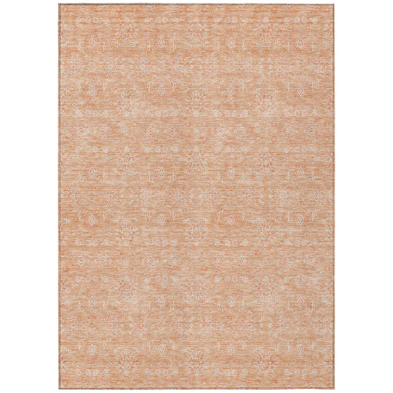 Tapis lavable intérieur / extérieur floral ivoire 10 pi x 14 pi