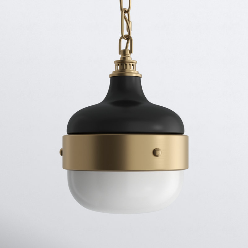 Tulane - Light Single Pendant, Dark Antique Brass / Matte Black, 10.875" H x 8" W x 8"D