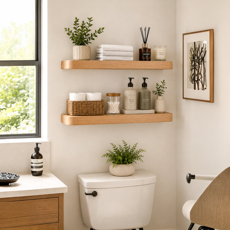 2 Piece MDF Floating Shelf, White