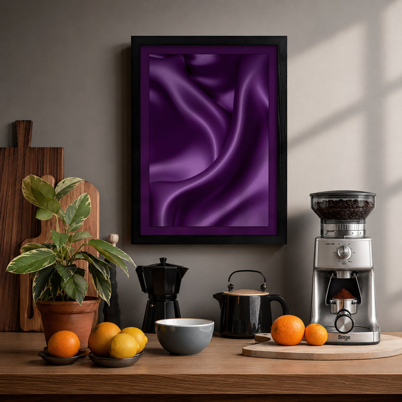 Draped in Purple Minimalist - Framed Print, A2 - 59.4 x 42.0 cm, Black