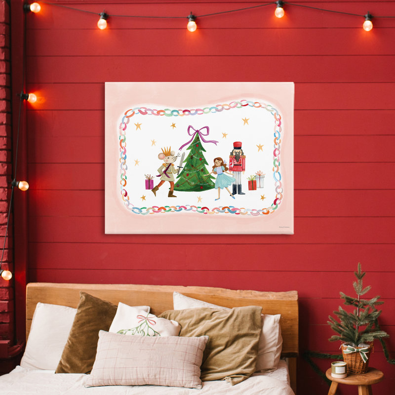 Personnages festifs et toile d'arbre de Noël, design par Rachel Nieman, H 24 po x l 30 po