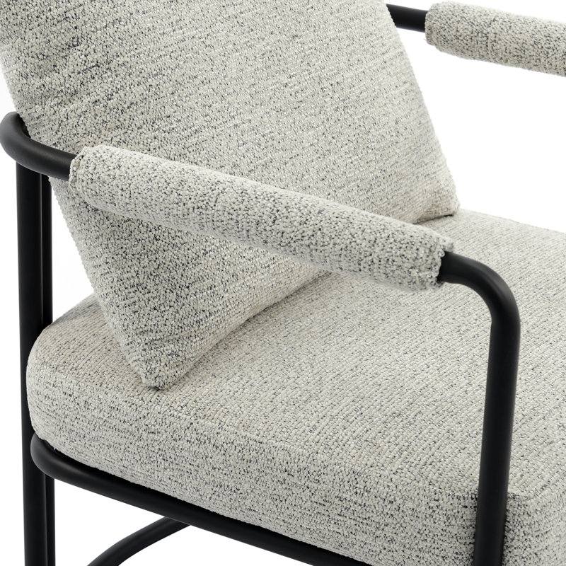 Chaise d'appoint rembourrée Mid-Century moderne avec coussin ultra épais et structure en métal industriel, Gris