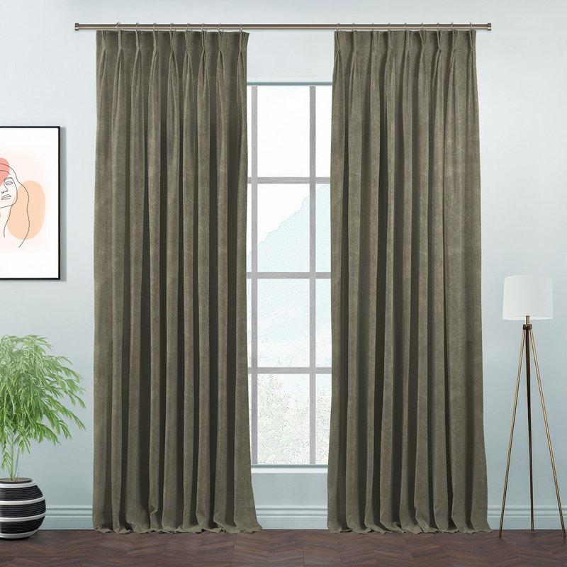 Room Darkening Single Curtain Panel, Smoky Grey, 190 W x 265 D cm