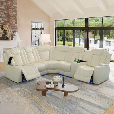 3-Piece Home Theater Style Power Reclining Sectional With Cup Holders, USB Charging & LED Light Base