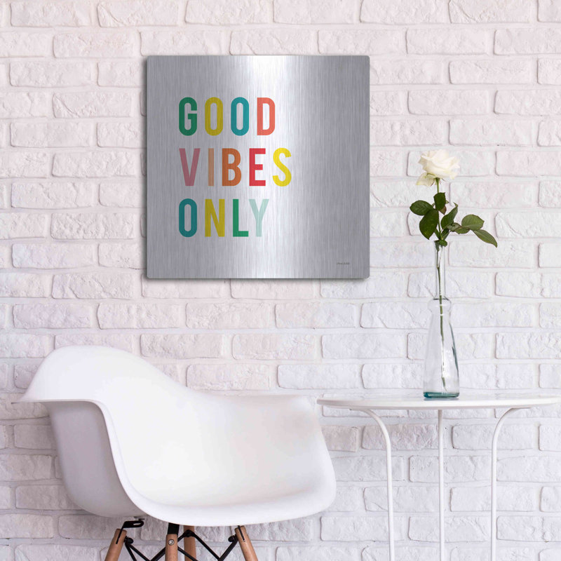 Art mural en métal Latitude Run® «Good Vibes Only» par Ann Kelle Designs, H 24 po x l 24 po