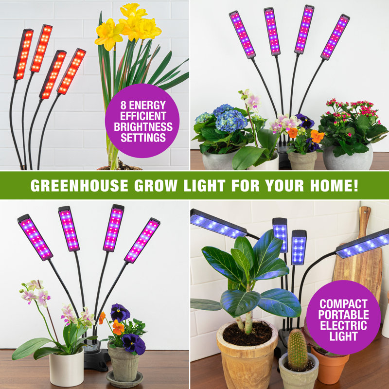 Bell+Howell Bionic Growburst 24" Indoor Plant Growing LED Lamp with 8 Brightness Settings, 3 Light Modes, 4 Heads