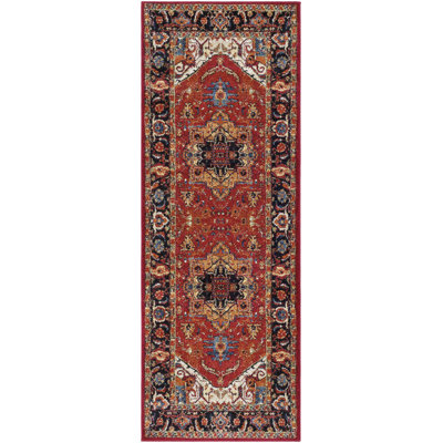 Bratton Machine Woven Oriental Red/Black Area Rug